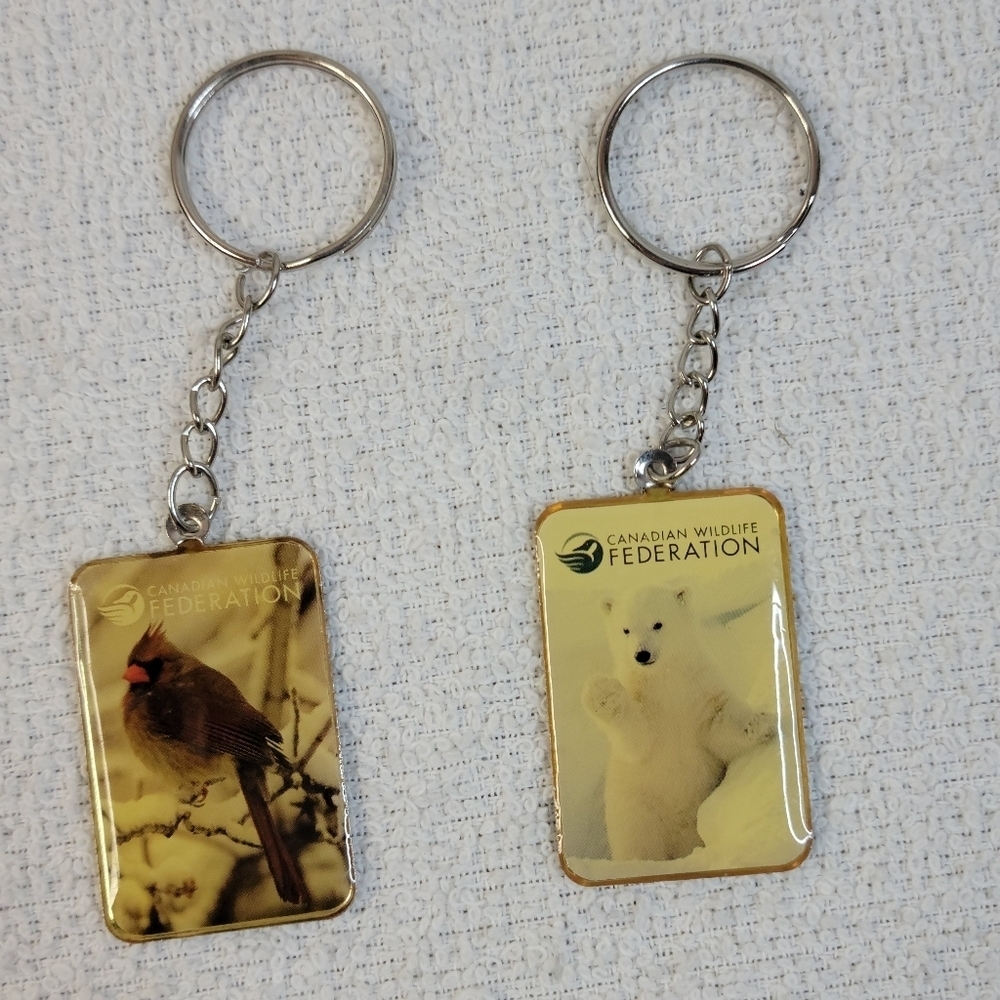Vintage Polar Bear and Bird Keychain
